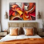 Wall Art titled: Abstract Curls of Passion in a Horizontal format with: Yellow, Grey, and Red Colors; Decoration the Bedroom wall