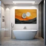 Wall Art titled: Silent Meditation in a Horizontal format with: Grey, and Orange Colors; Decoration the Bathroom wall