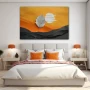 Cuadro Meditación Silente en formato horizontal con colores Gris, Naranja; Decorando pared de Habitación dormitorio
