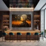 Wall Art titled: Spiritual Link in a Horizontal format with: Yellow, and Golden Colors; Decoration the Bar wall