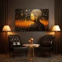 Wall Art titled: Spiritual Link in a Horizontal format with: Yellow, and Golden Colors; Decoration the Living Room wall