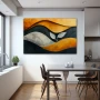 Wall Art titled: Resilience in Difficult Times in a Horizontal format with: Golden, Grey, and Orange Colors; Decoration the Kitchen wall
