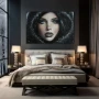 Wall Art titled: Ancestral Sparkle in a Horizontal format with: white, Grey, and Black Colors; Decoration the Bedroom wall