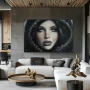 Wall Art titled: Ancestral Sparkle in a Horizontal format with: white, Grey, and Black Colors; Decoration the Living Room wall