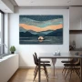 Wall Art titled: Dawn of the Solitary Dreamer in a Horizontal format with: Blue, Pastel, and Navy Blue Colors; Decoration the Kitchen wall