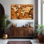 Wall Art titled: The Earth is Flat in a Horizontal format with: Brown, and Beige Colors; Decoration the Sideboard wall