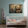 Wall Art titled: Guardian of Adventure Tales in a Horizontal format with: Grey, and Brown Colors; Decoration the Baby wall