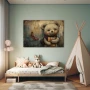 Wall Art titled: Guardian of Adventure Tales in a Horizontal format with: Grey, and Brown Colors; Decoration the Nursery wall