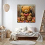 Wall Art titled: Velvet Hugs in a Square format with: Brown, Orange, and Red Colors; Decoration the Nursery wall