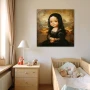 Wall Art titled: The Innocence of Gioconda in a Square format with: Brown, and Black Colors; Decoration the Baby wall