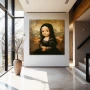 Wall Art titled: The Innocence of Gioconda in a Square format with: Brown, and Black Colors; Decoration the Entryway wall