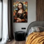 Wall Art titled: The Polyhedral Gioconda in a Vertical format with: Golden, and Brown Colors; Decoration the Bedroom wall