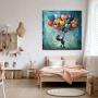Wall Art titled: Rainbow of Infant Promises in a Square format with: Blue, Orange, and Red Colors; Decoration the Nursery wall