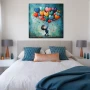 Wall Art titled: Rainbow of Infant Promises in a Square format with: Blue, Orange, and Red Colors; Decoration the Bedroom wall