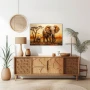 Wall Art titled: Guardians of the African Savanna in a Horizontal format with: Yellow, Brown, and Beige Colors; Decoration the Sideboard wall