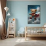 Cuadro Héroe de Algodón en formato vertical con colores Azul, Blanco, Rojo; Decorando pared de Dormitorio Bebe