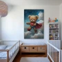 Wall Art titled: Cotton Hero in a Vertical format with: Blue, white, and Red Colors; Decoration the Nursery wall