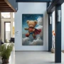 Wall Art titled: Cotton Hero in a Vertical format with: Blue, white, and Red Colors; Decoration the Entryway wall