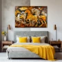 Wall Art titled: Equine Fragments in a Horizontal format with: Yellow, and Brown Colors; Decoration the Bedroom wall