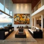 Wall Art titled: Equine Fragments in a Horizontal format with: Yellow, and Brown Colors; Decoration the Living Room wall