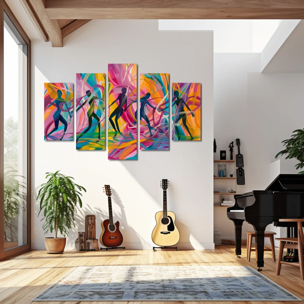 Wall Art titled: Emanations of Vitality in a Horizontal format with: Purple, Violet, and Pastel Colors; Decoration the Living Room wall