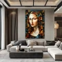 Wall Art titled: Fragmented Elegance in a Vertical format with: Blue, and Orange Colors; Decoration the Living Room wall