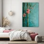 Wall Art titled: Resilience of Bamboo in a Vertical format with: Sky blue, and Pink Colors; Decoration the Bedroom wall