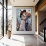 Wall Art titled: Spring Embrace in a Vertical format with: Blue, and white Colors; Decoration the Entryway wall