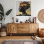 Wall Art titled: Profiles of African Land in a Square format with: Yellow, and Brown Colors; Decoration the Sideboard wall