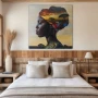 Wall Art titled: Profiles of African Land in a Square format with: Yellow, and Brown Colors; Decoration the Bedroom wall