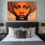 Wall Art titled: Ethnic Serenity in a Horizontal format with: and Orange Colors; Decoration the Bedroom wall