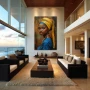 Wall Art titled: Enchanted Essence in a Vertical format with: Yellow, and Blue Colors; Decoration the Living Room wall
