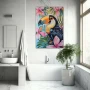 Wall Art titled: Sunrise in Eden in a Vertical format with: Pink, Pastel, and Vivid Colors; Decoration the Bathroom wall