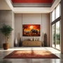 Wall Art titled: Pachyderms on the Savannah in a Horizontal format with: Yellow, Brown, and Red Colors; Decoration the Entryway wall