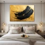 Wall Art titled: Curves of Destiny in a Horizontal format with: Golden, and Black Colors; Decoration the Bedroom wall