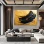 Wall Art titled: Curves of Destiny in a Horizontal format with: Golden, and Black Colors; Decoration the Living Room wall