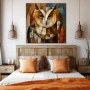 Wall Art titled: Guardian of Secrets in a Square format with: Brown, and Beige Colors; Decoration the Bedroom wall