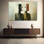 Wall Art titled: Specters of Identity in a Horizontal format with: Grey, and Green Colors; Decoration the Sideboard wall