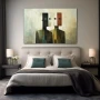 Wall Art titled: Specters of Identity in a Horizontal format with: Grey, and Green Colors; Decoration the Bedroom wall