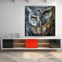 Wall Art titled: Guardian of Geometry in a Square format with: Golden, and Grey Colors; Decoration the Sideboard wall