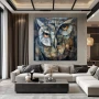 Wall Art titled: Guardian of Geometry in a Square format with: Golden, and Grey Colors; Decoration the Living Room wall