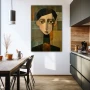 Wall Art titled: Dr Who in a Vertical format with: Green, and Beige Colors; Decoration the Kitchen wall