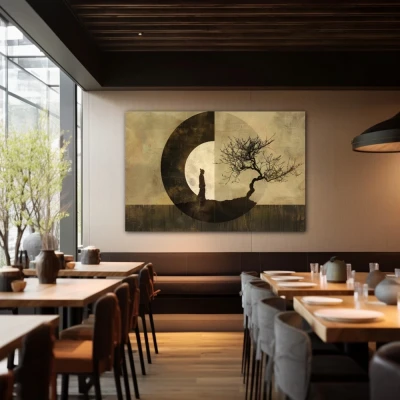 Wall Art titled: Cycles of Existence in a  format with: Brown, and Monochromatic Colors; Decoration the Restaurant wall