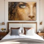 Wall Art titled: The Gaze in a Horizontal format with: Golden, and Brown Colors; Decoration the Bedroom wall