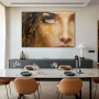 Wall Art titled: The Gaze in a Horizontal format with: Golden, and Brown Colors; Decoration the Living Room wall