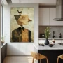Wall Art titled: Homo avianus in a Vertical format with: Brown, and Beige Colors; Decoration the Kitchen wall