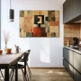 Wall Art titled: Mirages of a Squared Mind in a Horizontal format with: Brown, and Beige Colors; Decoration the Kitchen wall
