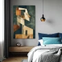 Cuadro Silueta Abstracta en formato vertical con colores Gris, Marrón, Beige; Decorando pared de Habitación dormitorio