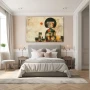 Wall Art titled: Mosaic of the Soul in a Horizontal format with: Brown, and Beige Colors; Decoration the Bedroom wall