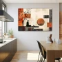 Wall Art titled: Interior Eclipse in a Horizontal format with: Grey, Brown, and Red Colors; Decoration the Kitchen wall